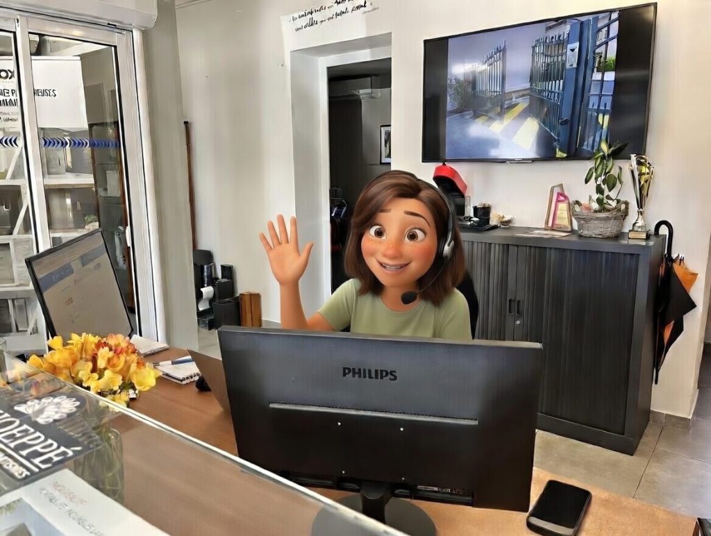 Julia, l'IA d'azur domotic par Aircall dans les locaux d'azur domotic à Grasse.